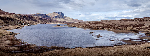 Loch Fada and the distance The Old Man of Storr